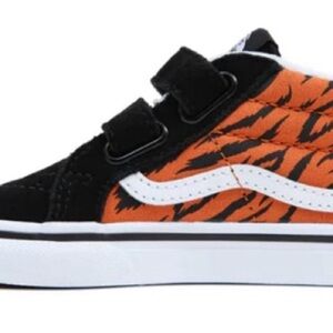 Vans Black and Orange Sneakers with Velcro Straps
